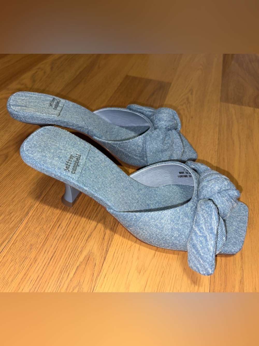 Jeffrey Campbell Light Blue Denim Knot Mules